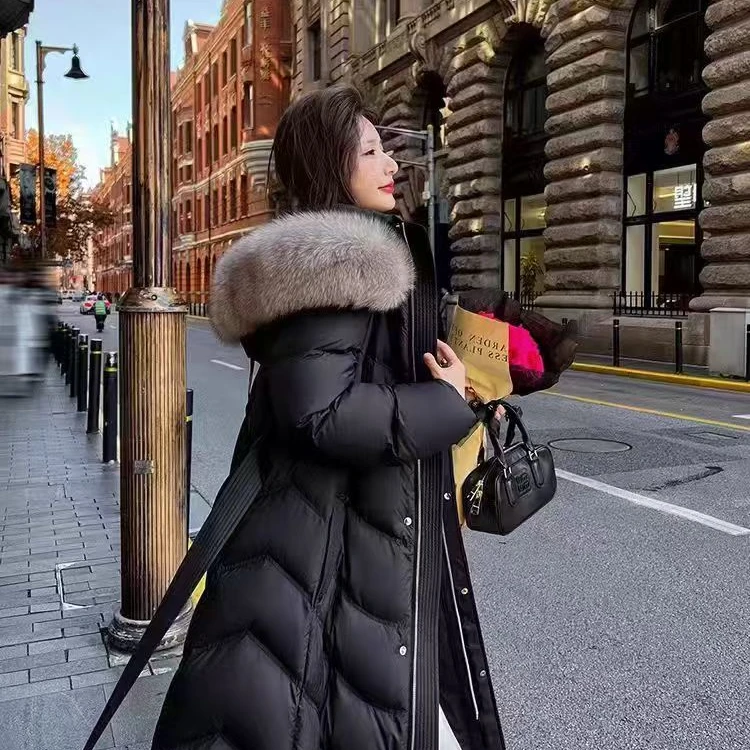 新款大毛领长款90白鸭绒羽绒服爆款洋气高品质女款外套6993-一莹1