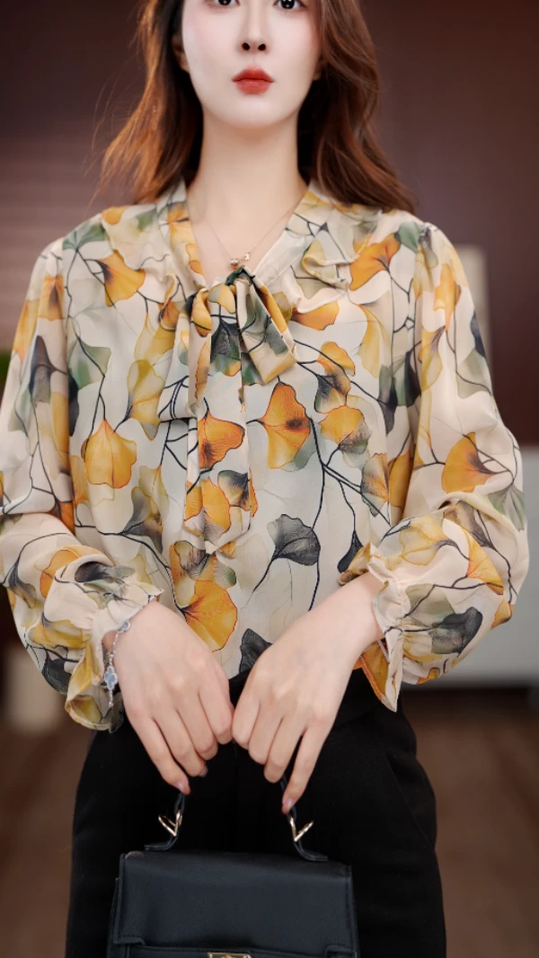 2025新款出水芙蓉温柔V领高端小衫套头衬衫时髦长袖上衣打底女