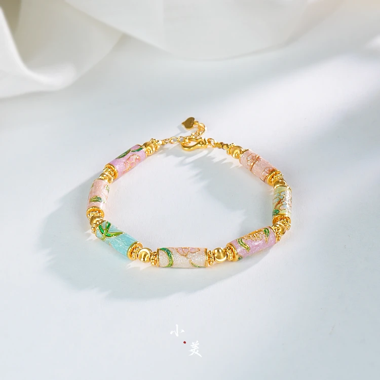 足金999烧蓝花神手链 G9931