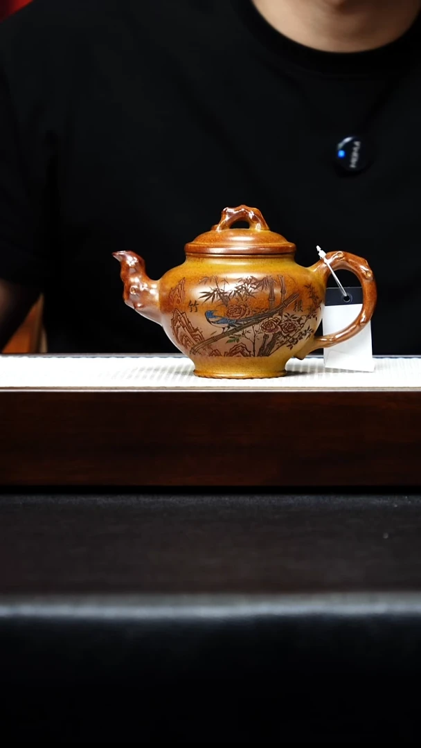 茶壶紫砂宜兴紫砂 报春 黄金段 梅付春h223