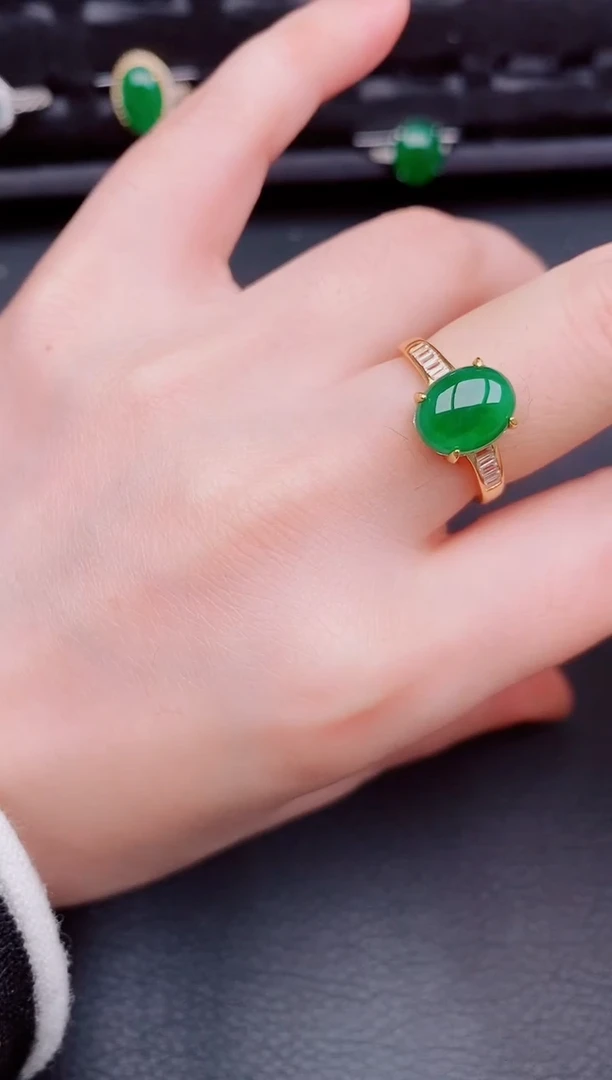 【闪购商品】翡翠戒指银S925镶嵌天然a货翡翠235