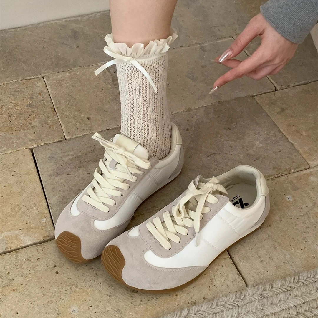 踩屎感内增高软底德训鞋~女春百搭休闲运动板鞋阿甘鞋白鞋9889-10