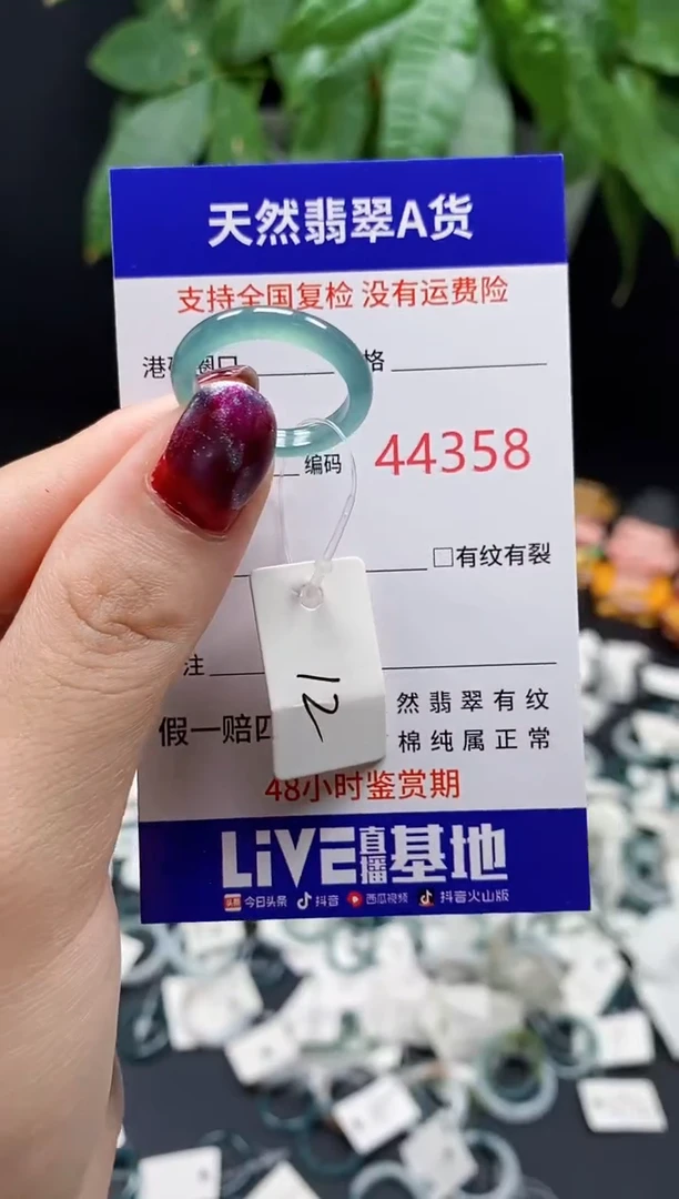 翡翠戒指未镶嵌 天然翡翠戒圈4358