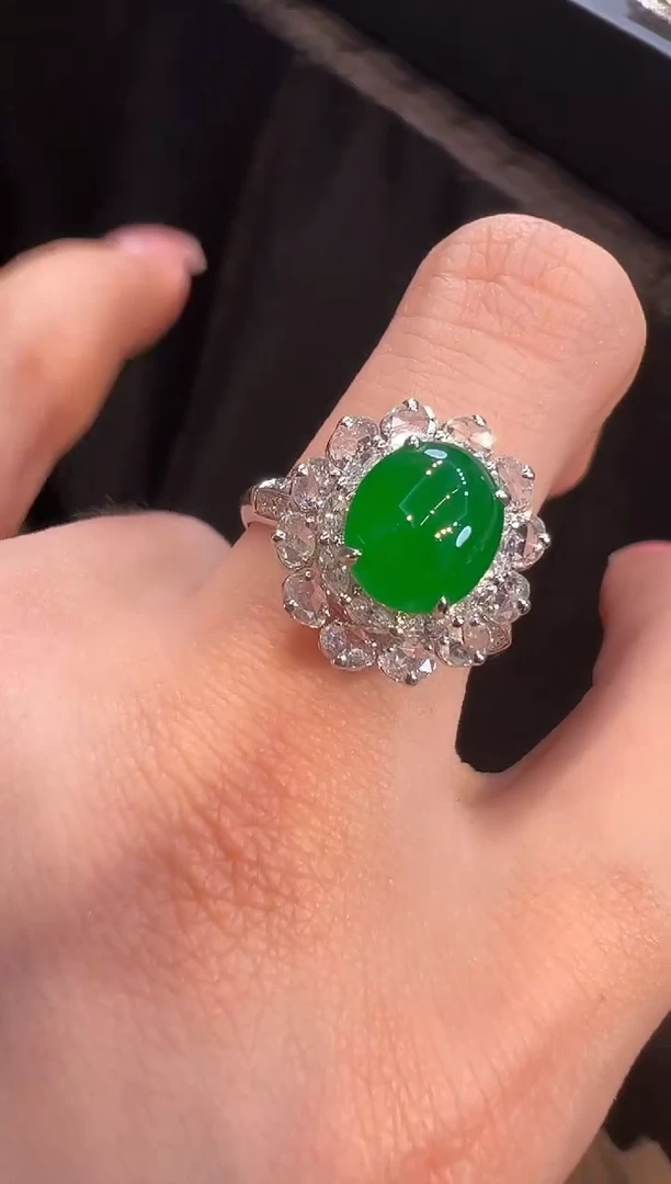 【闪购商品】翡翠戒指18K金镶嵌戒指