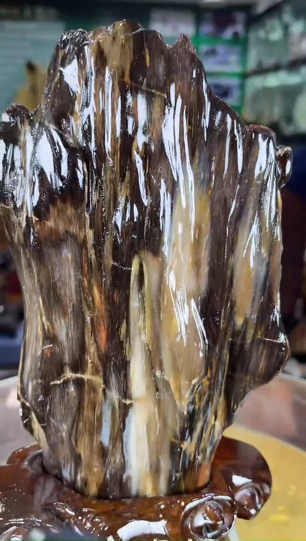 缅甸天然树化玉摆件