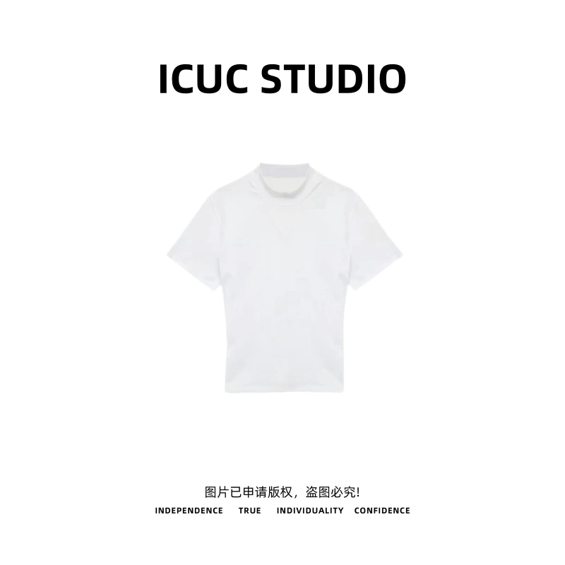 ICUC定制-【独特镂空露美背短袖T恤】春夏款设计感修身上衣2800