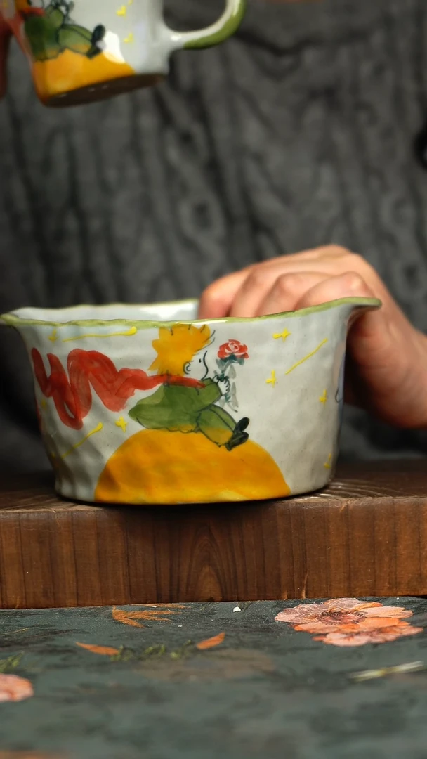 杯釉下彩手工手绘同款陶器