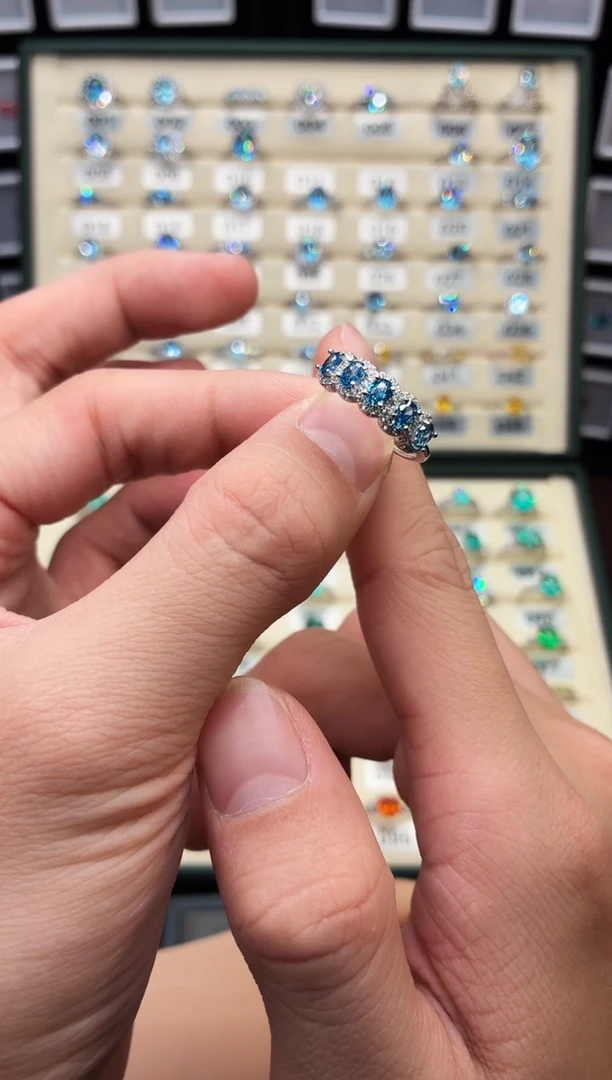 银S925镶嵌戒指海蓝宝石1