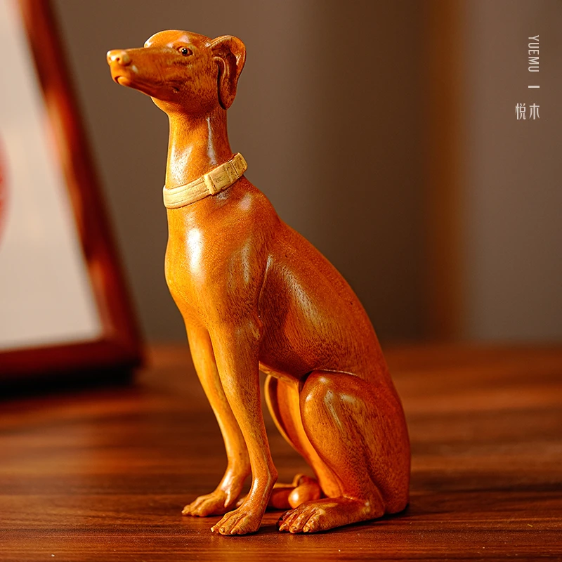 《灵缇犬》传统木雕动物摆件作品非遗手工客厅艺术送礼收藏