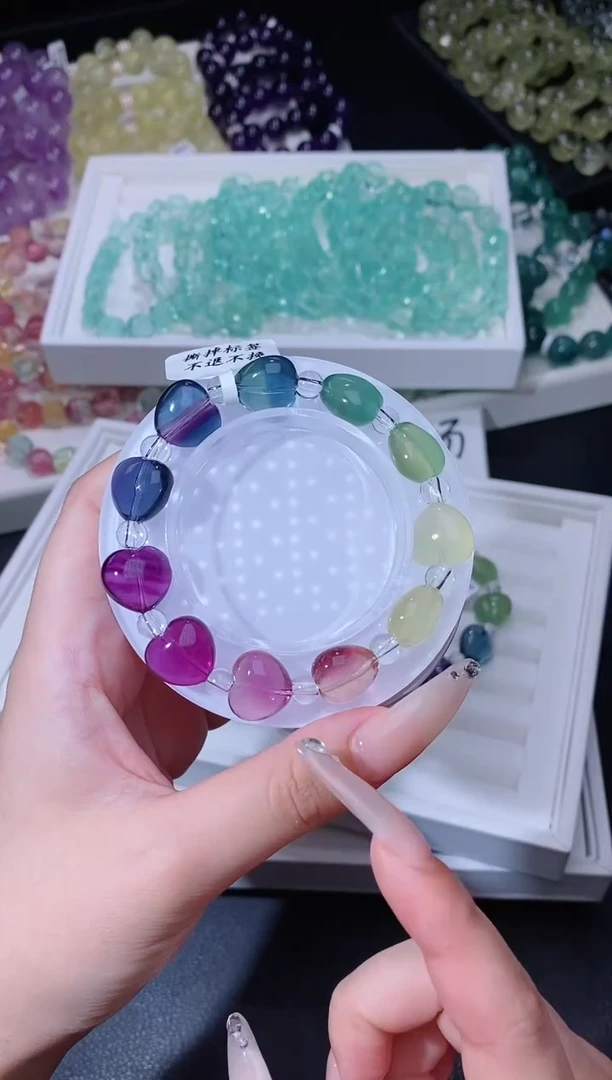 手链未镶嵌萤石730.5爱心马卡龙萤石手串 多样性发其一