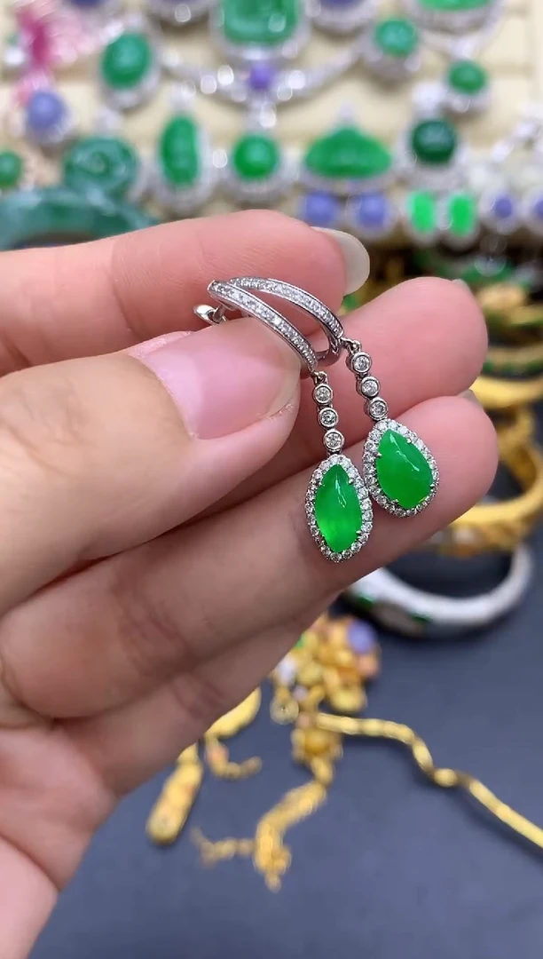 18K金镶嵌翡翠耳饰277-中国好珍宝