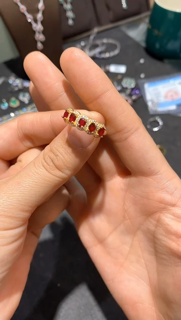 银S925镶嵌戒指红宝石戒指