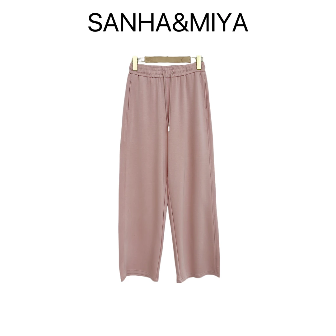 三哈宫-《缺色断码》春季女款直筒长裤垂感满满宽松纯色高腰舒适