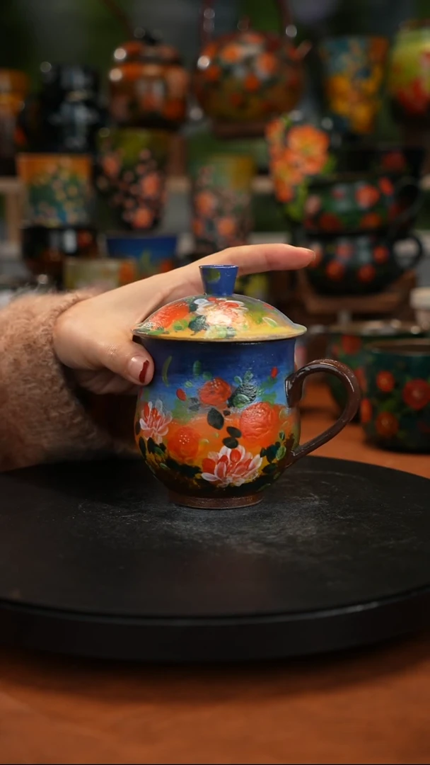 紫砂油画釉下彩手绘