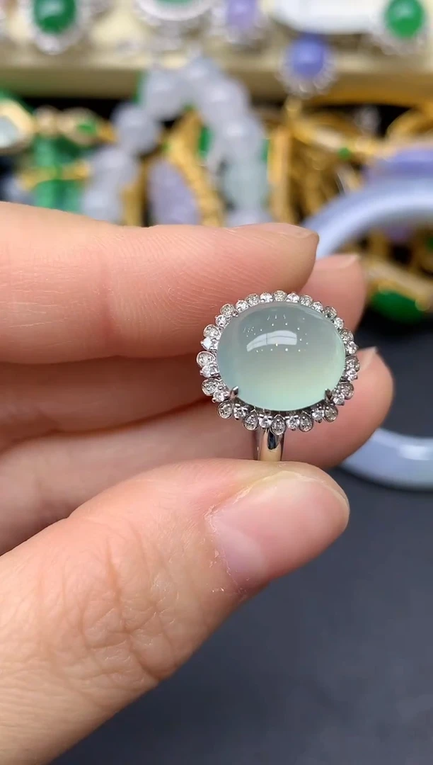 18K金镶嵌戒指翡翠272-雪姐翡翠天天见