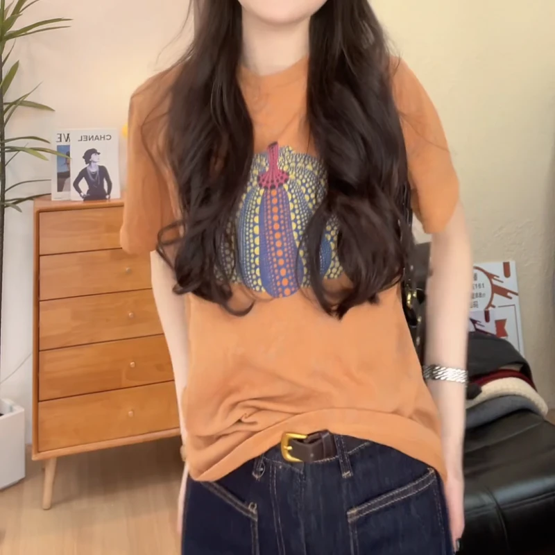 2025"南瓜”设计款百搭休闲套头轻奢时尚短袖LK2501450