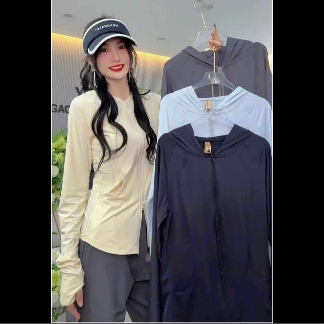 雅希定制~【追光女孩】2576纸片人拉链连帽防晒服休闲运动瑜伽服