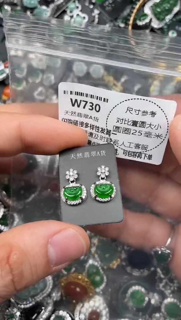 颈饰未镶嵌翡翠W730耳钉