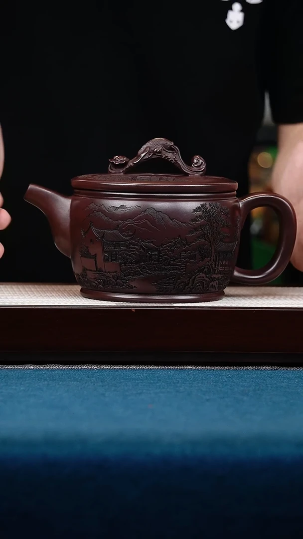 茶壶紫砂石红龙门汉瓦