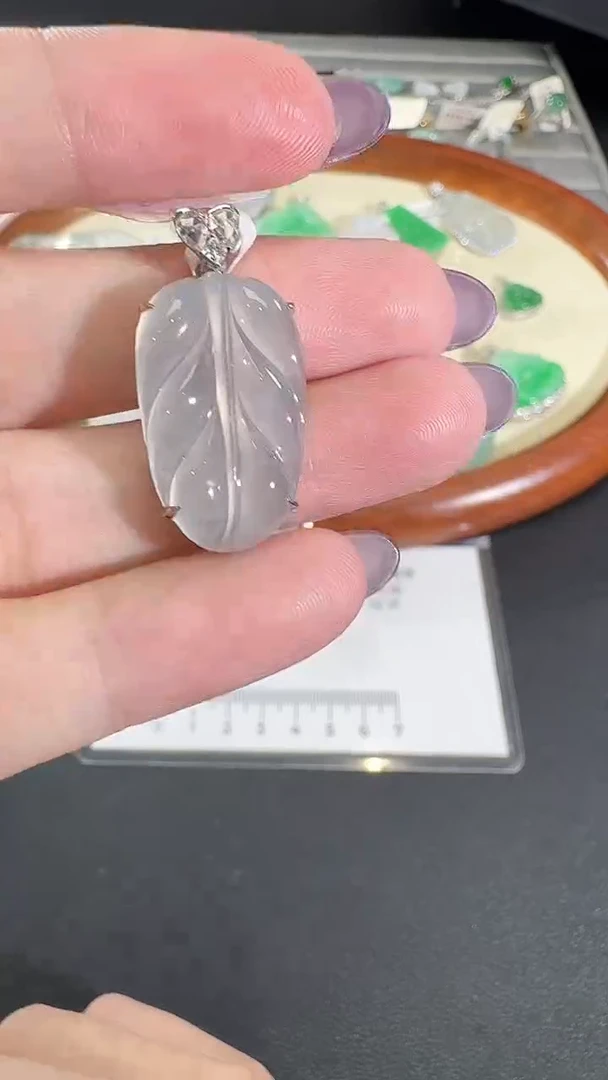 吊坠(不含链)18K金镶嵌翡翠【源头工厂】钻石镶嵌