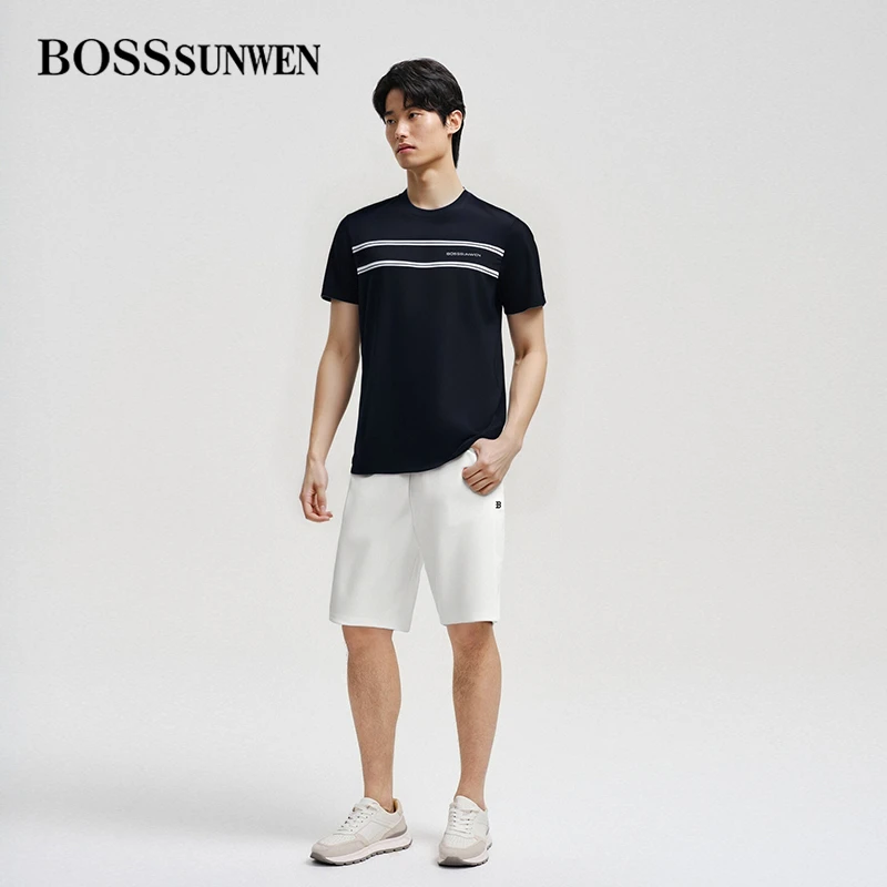 【中国好polo博斯绅威】夏季冰氨科技圆领凉感T恤透气商务时尚