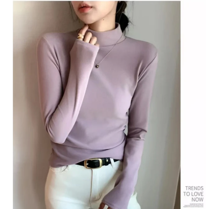 茉莉香德绒半高领打底衫女内搭2025秋冬百搭通勤外穿高级感上衣