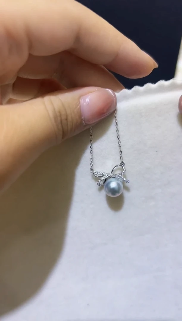 银S925镶嵌海水珍珠吊坠11