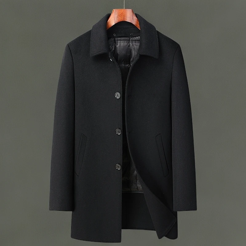 纪诗哲秋冬款双面呢羊毛大衣男士可脱卸内胆休闲服中长款保暖外套