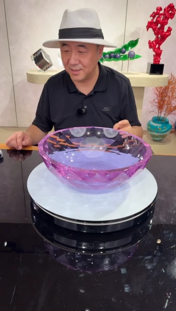 摆件꧁****꧂紫罗兰刻面艺术琉璃果盘