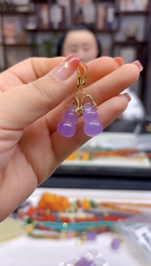 【闪购商品】翡翠耳饰14K金镶嵌耳勾E543