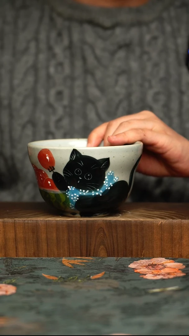 杯釉下彩手工手绘同款陶器