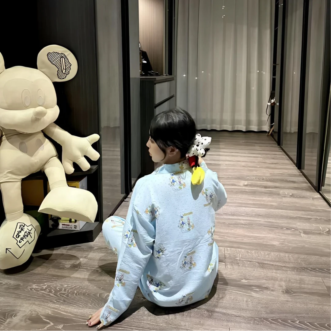 甜美可爱卡通唐老鸭睡衣女春秋新款ins风宽松韩版家居服可外穿