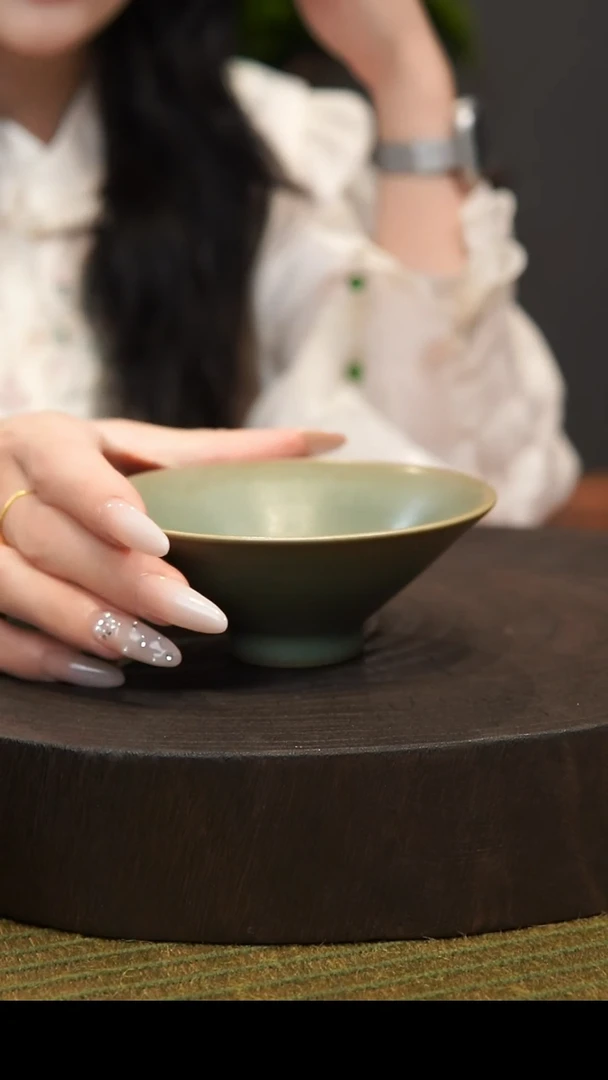 杯子斗笠杯 汝州原产地 原矿老釉 带底款