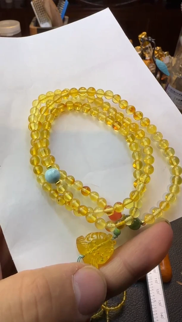 【闪购商品】蓝珀手串未镶嵌蓝珀多圈4mm设计款