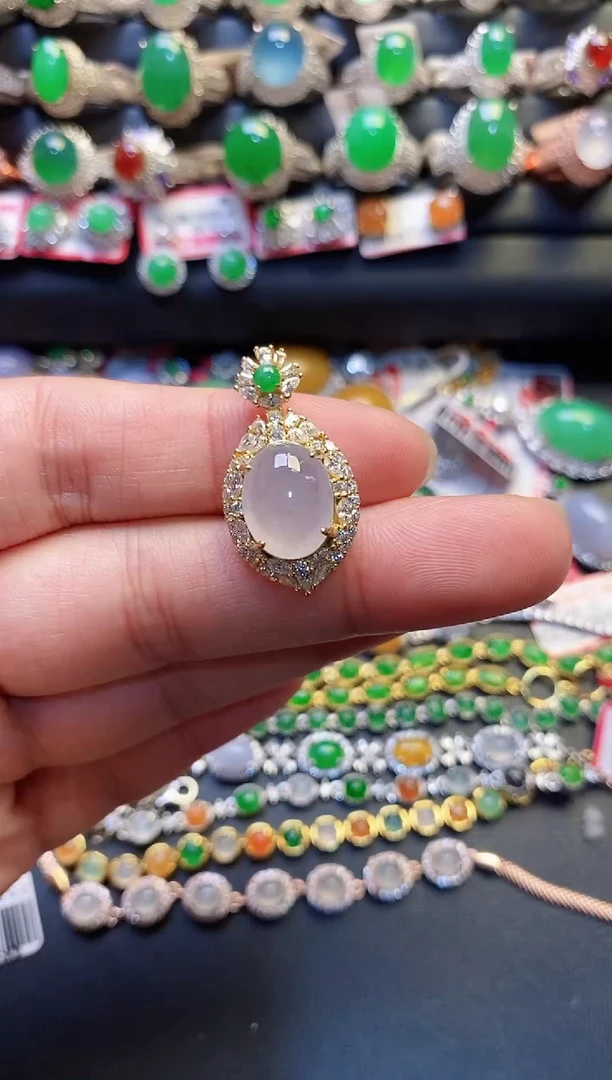 银S925镶嵌戒指翡翠天然