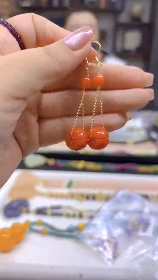 翡翠14K金镶嵌耳饰DIY款E845