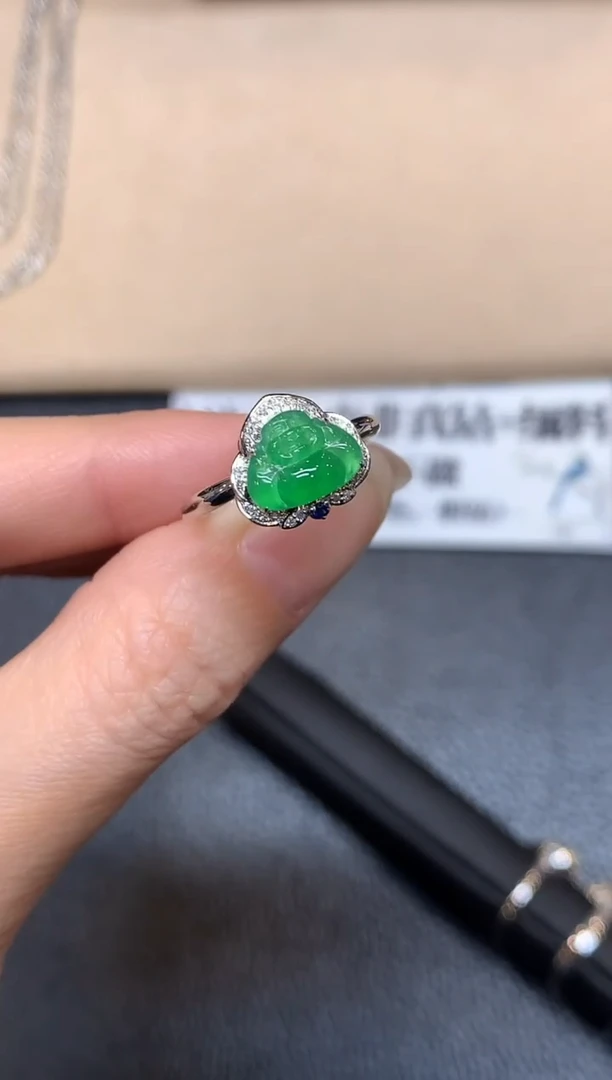 18K金镶嵌戒指翡翠5【无服务费佛公【无服务费