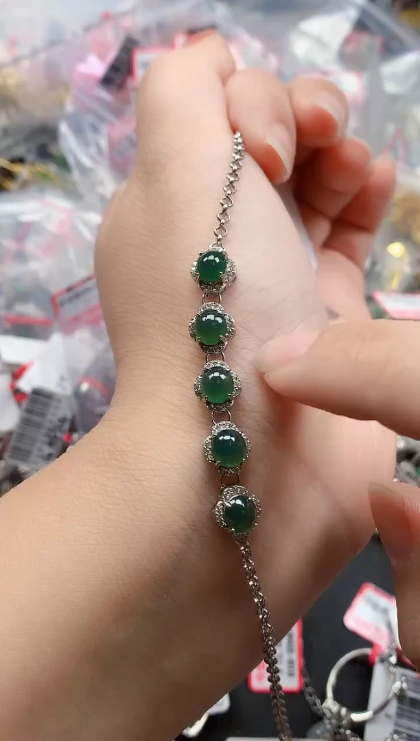 银S925镶嵌戒指翡翠天然A货缅甸翡翠