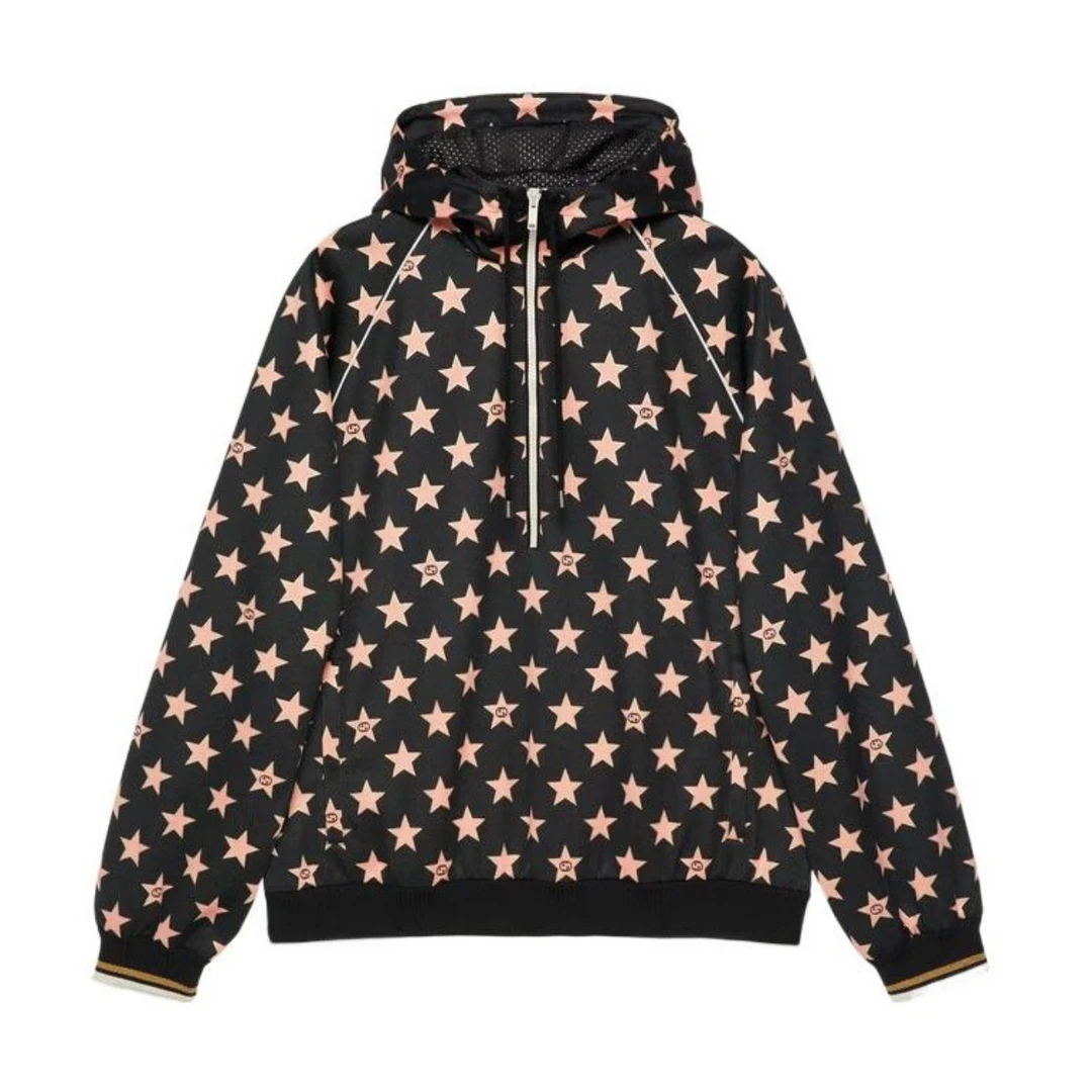 未使用 GUCCI/古驰 男女同款星星平纹针织连帽衫卫衣外套时尚休闲