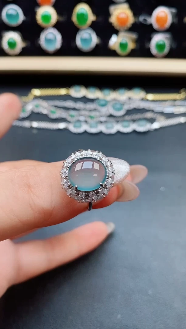 翡翠戒指银S925镶嵌508050