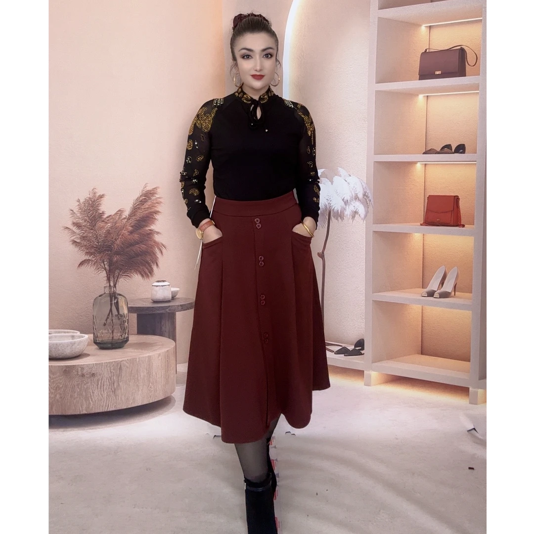 【turangul服装】新疆包邮半身裙显瘦气质网红时尚 تۈگمۈلۈك يوپكا