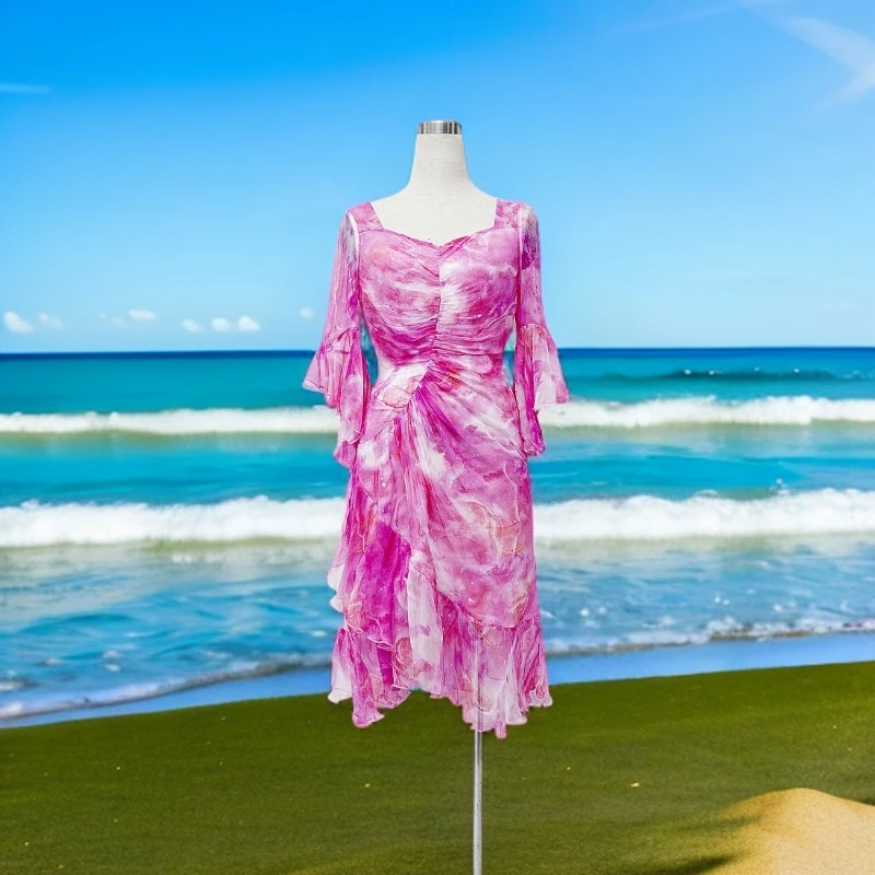 【玫丽星河】2025春夏气质优雅显瘦设计师轻奢连衣裙FS-0510-4