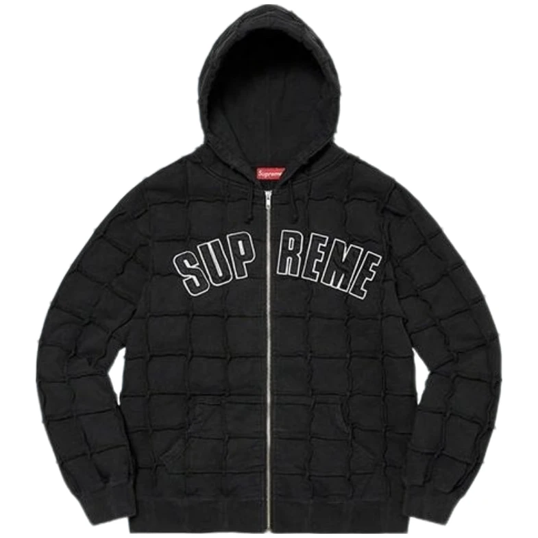 【Viiki专属】supreme格纹拼色拉链卫衣