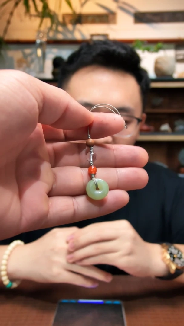 未镶嵌和田玉手机链青玉平安扣手机挂MY