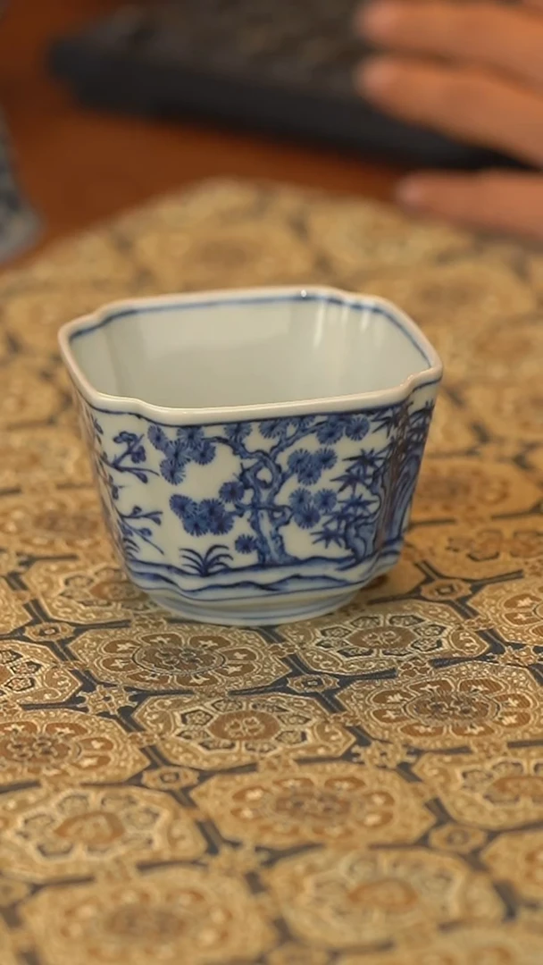 杯子舜瓷松竹梅四方杯