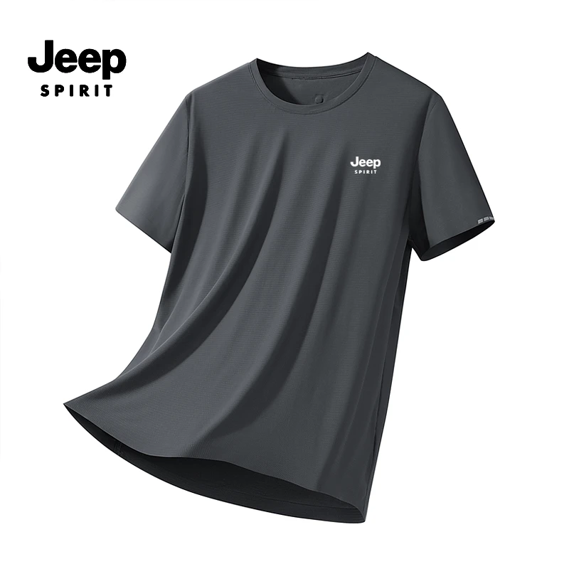 JEEPSPIRIT吉普夏季T恤速干透气冰丝薄款弹力透气情侣速干短袖