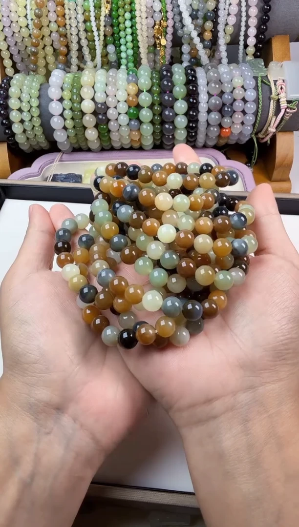 手串未镶嵌和田玉楼兰三色8mm手串多样性发一