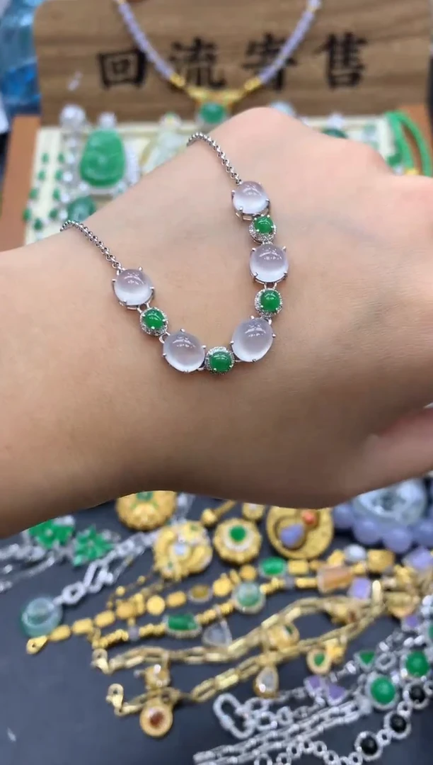 【闪购商品】翡翠手链18K金镶嵌470-中国好珍宝