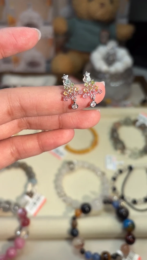 银S925镶嵌耳钉碧玺006多样性发货一件