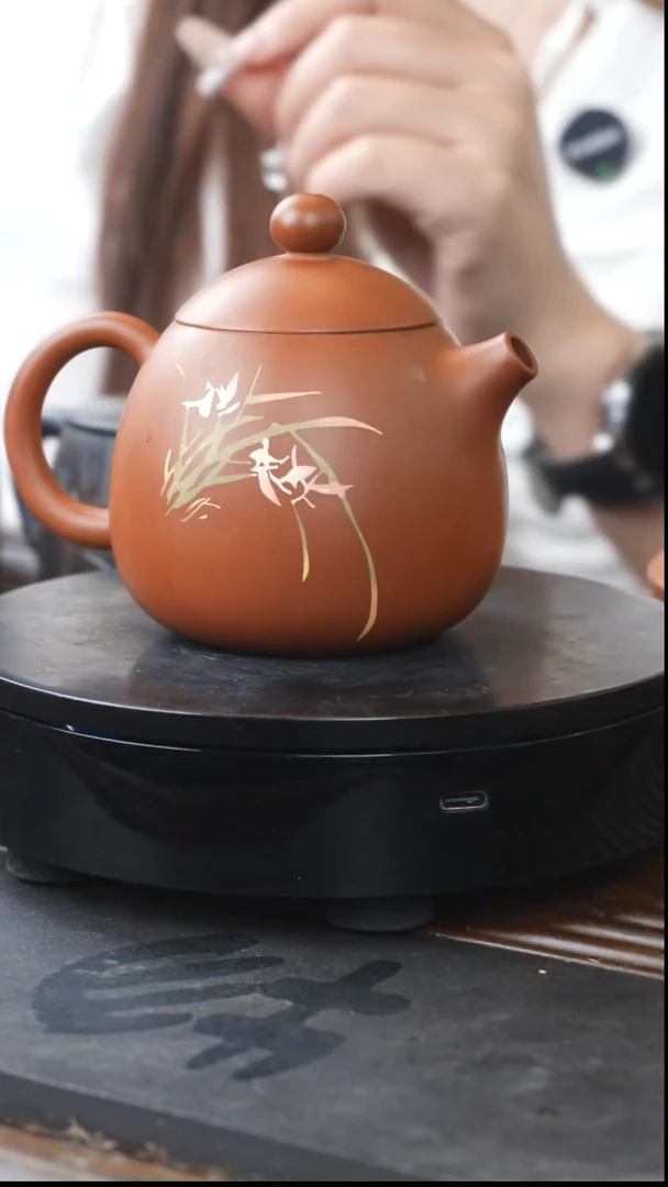 【闪购商品】茗闻汇建水紫陶彩填复烧龙蛋送2复烧杯